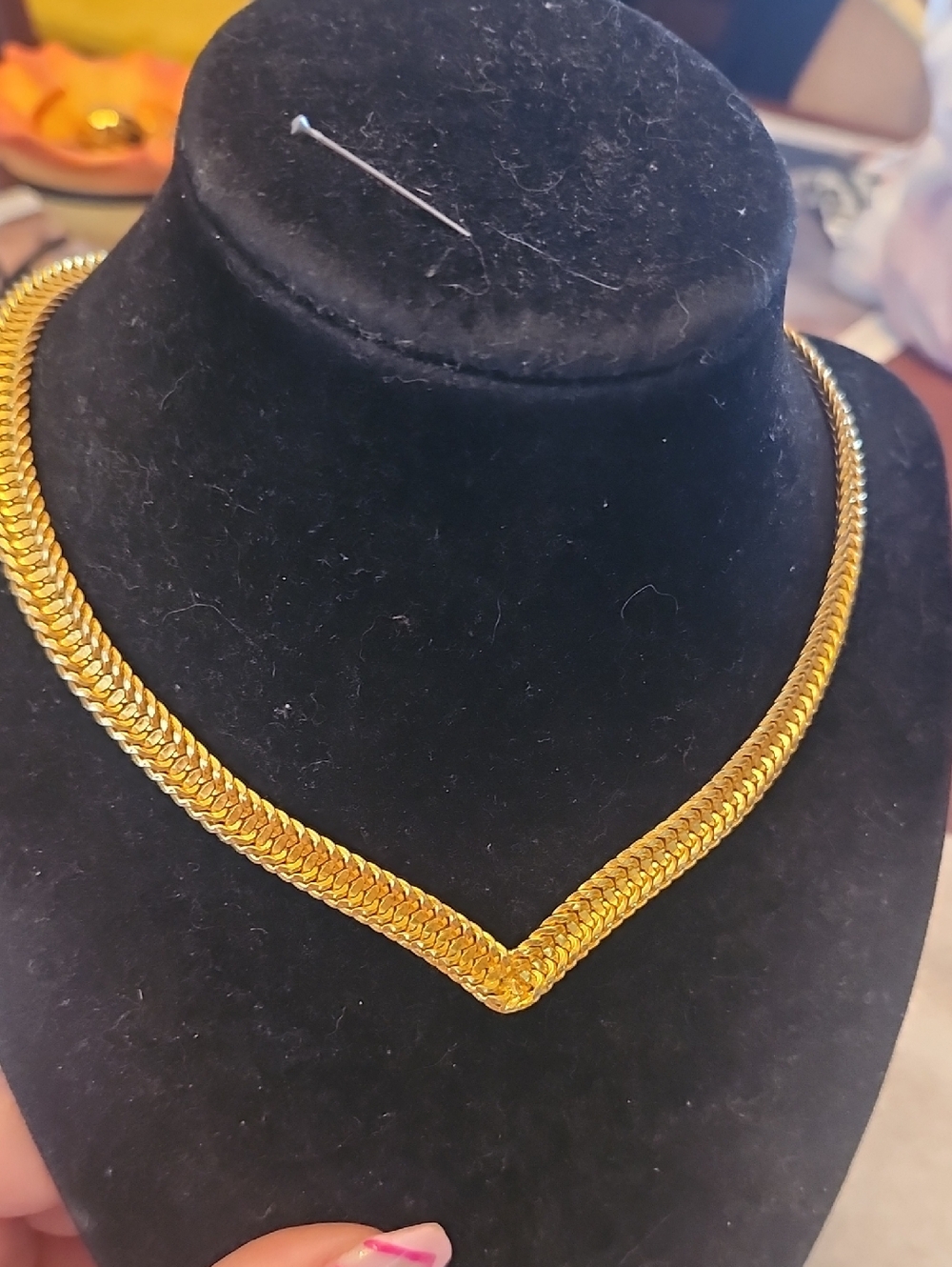 Gold-Tone Woven V-Point Necklace - Women Jewelry